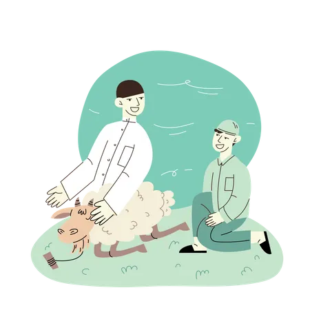 Some Men with Sheep  Illustration