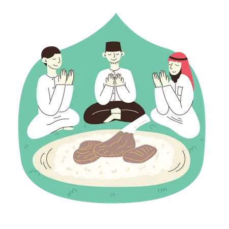 Some People Celebrate Eid al-Adha and Eat Sacrificial Meat  Illustration