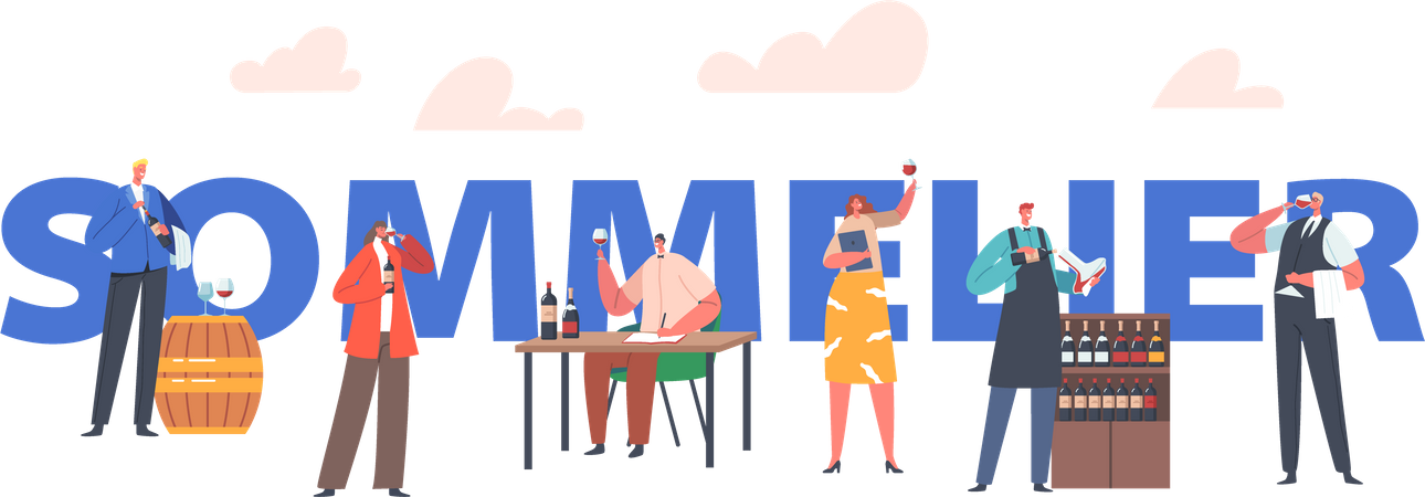 Sommelier or Stewards Wine Degustation Illustration