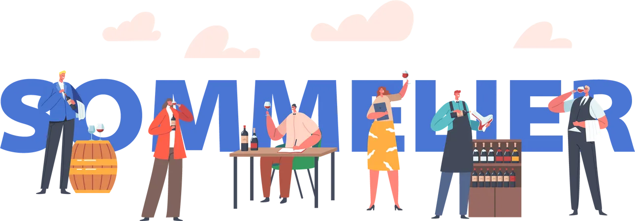 Sommelier or Stewards Wine Degustation Illustration