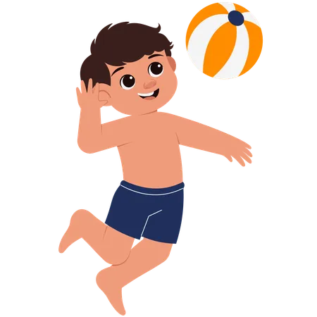 Sommerjunge mit Strandball  Illustration