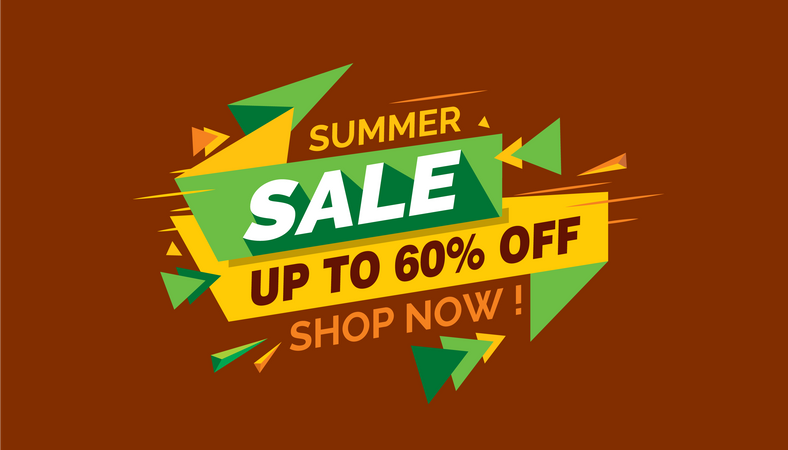 Sommerschlussverkauf, buntes Verkaufsbanner-Etikett, Rabattverkauf, Promo-Verkaufskarte  Illustration