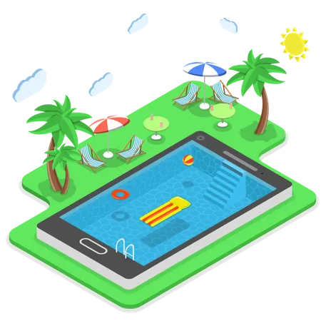 Sommerurlaub online buchen  Illustration