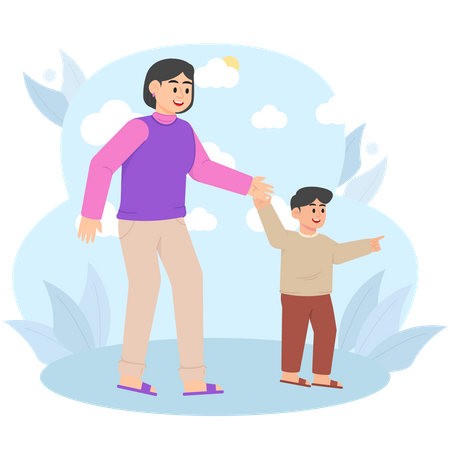 Son and Mother  Illustration