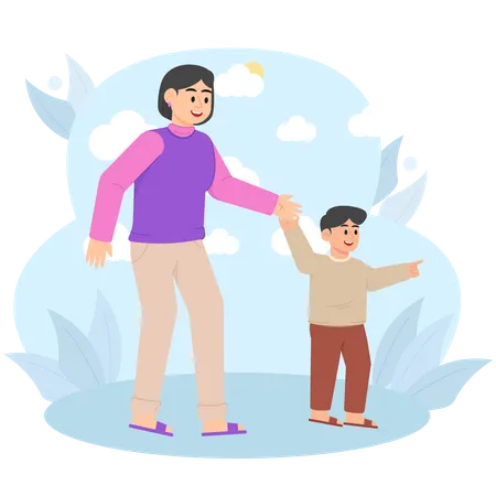 Son and Mother  Illustration