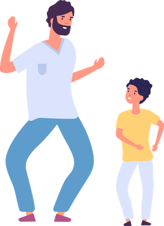 Son dancing with father Illustration