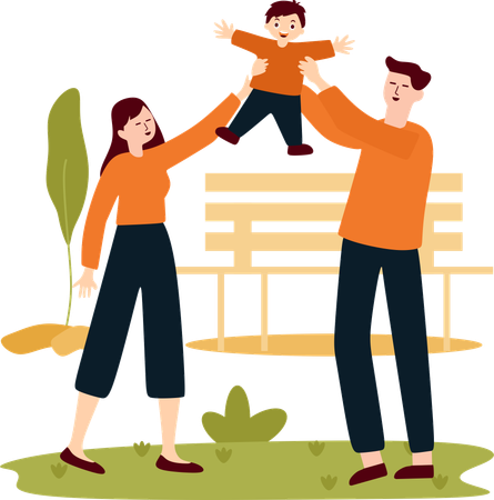 Son goes on Family Outing  Illustration