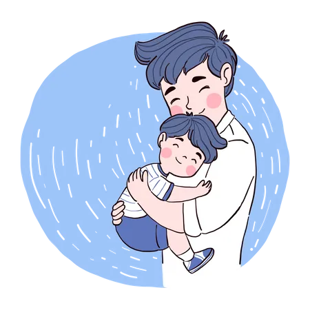 Son hugging father  Illustration