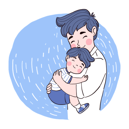 Son hugging father  Illustration