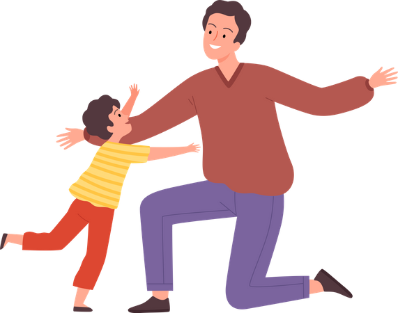 Son hugging father  Illustration