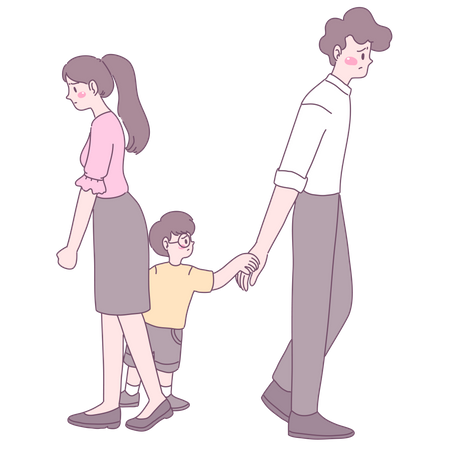 Son Stopping his father from leaving house Illustration