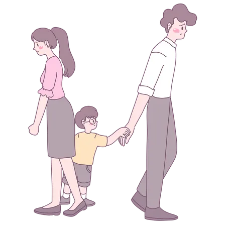 Son Stopping his father from leaving house  Illustration