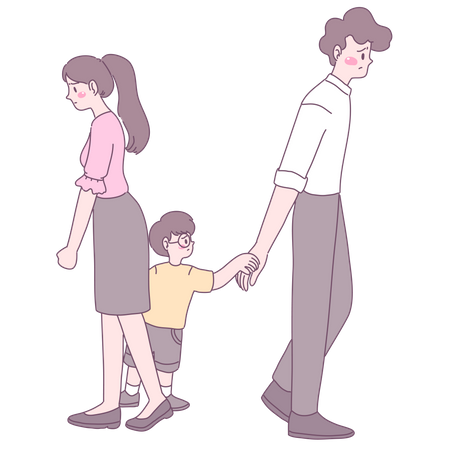 Son Stopping his father from leaving house  Illustration