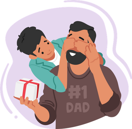 Son Surprises Dad  Illustration