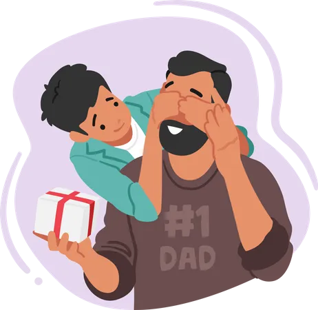 Son Surprises Dad  Illustration