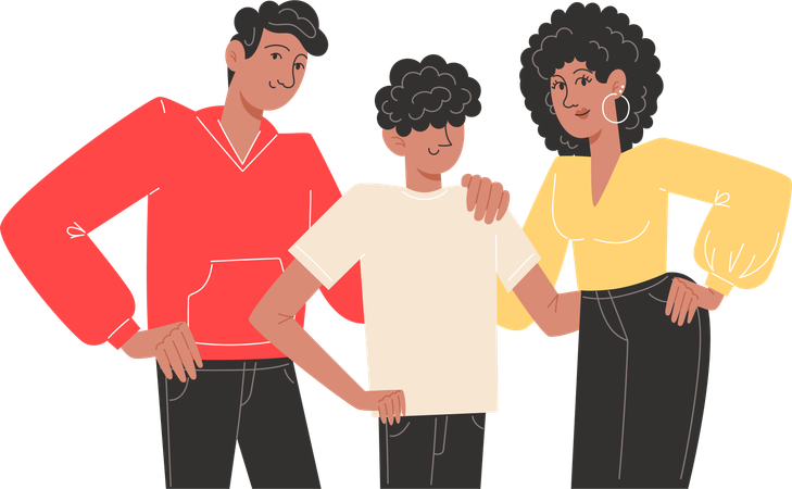 Son with his parents  Illustration