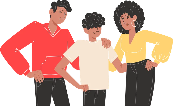 Son with his parents  Illustration