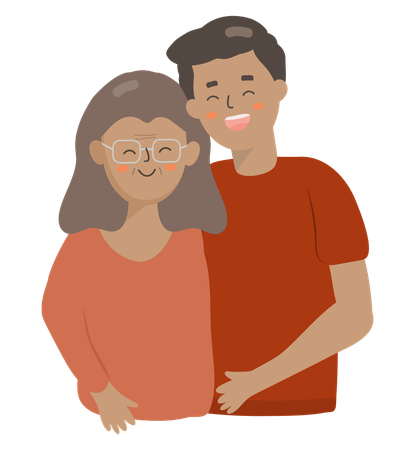 Son with mother  Illustration