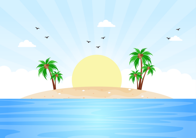 Sonnenaufgang am Meer  Illustration