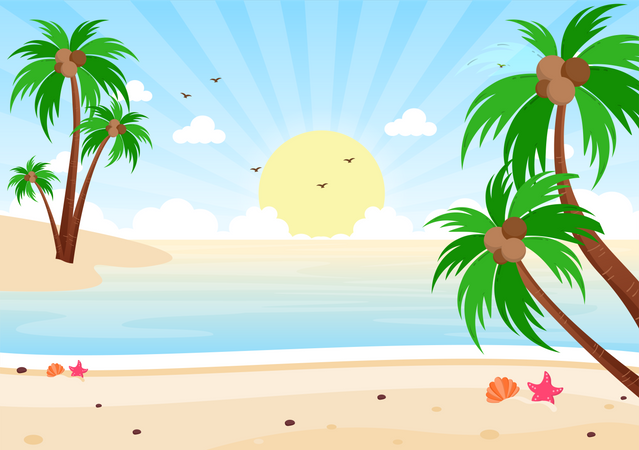 Sonnenaufgang am Strand  Illustration