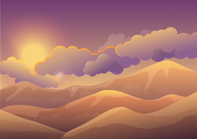 Sonnenaufgang in den Wolken  Illustration