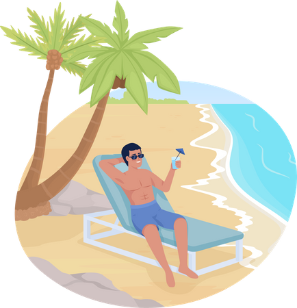 Sonnenbaden mit Cocktail im Strandkorb  Illustration