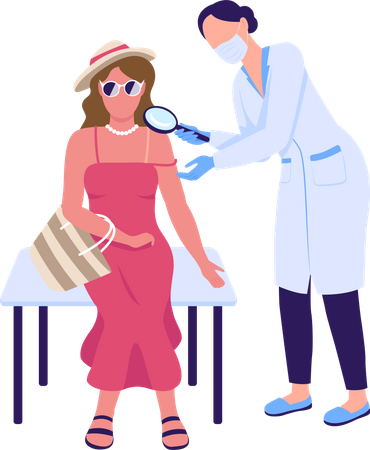 Sonnenverbrannter Patient  Illustration