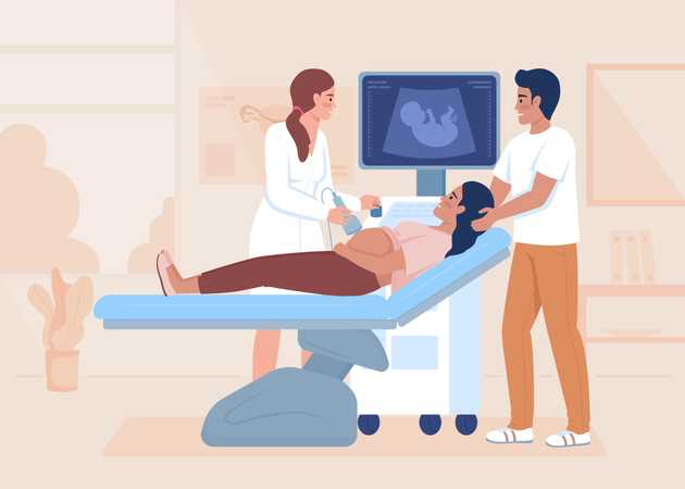 Sonogram of pregnant woman  Illustration