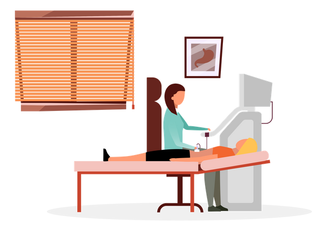 Sonographer examining patient  Illustration