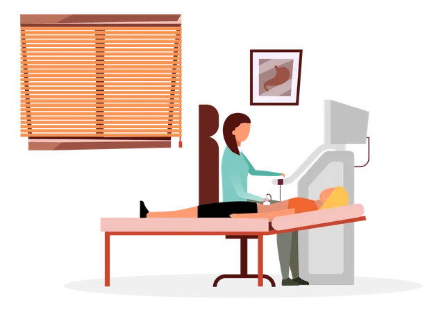 Sonographer examining patient  Illustration