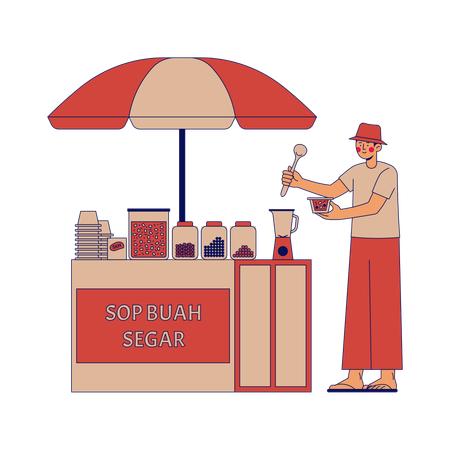 Sop Buah Segar street vendor  Illustration