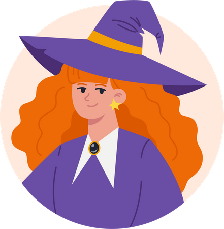 Fille sorcière en costume d'Halloween  Illustration