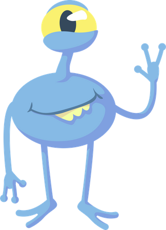 Alienígena azul sorridente  Ilustração