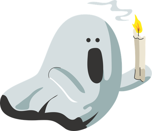 Sorrowful Ghost with Candle  Illustration