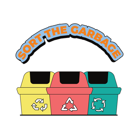 Sort the garbage according to bin  イラスト