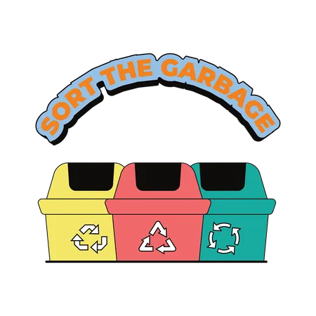 Sort the garbage according to bin  イラスト