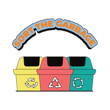 Sort the garbage according to bin  Illustration