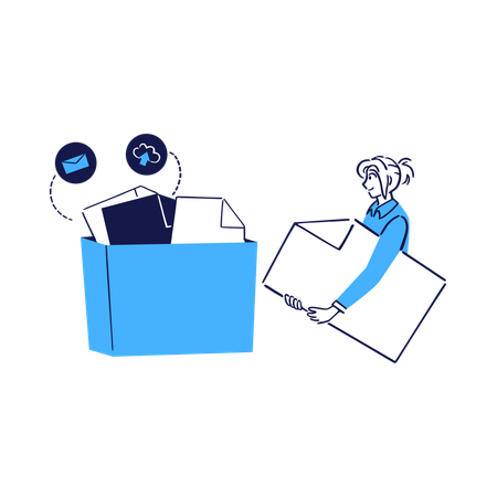 Sorting and filing documents in office  Illustration