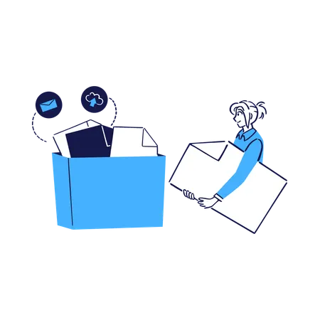 Sorting and filing documents in office  Illustration