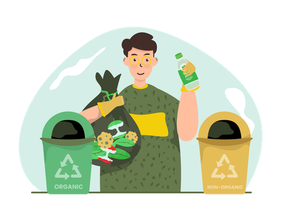 Sorting organic and non-organic waste  Illustration