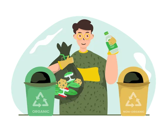 Sorting organic and non-organic waste  Illustration