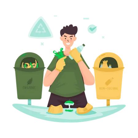 Sorting trash  Illustration