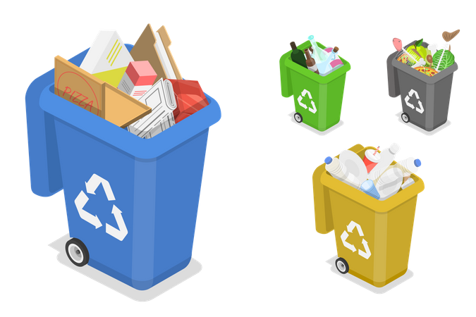 Sorting waste for recycling Illustration