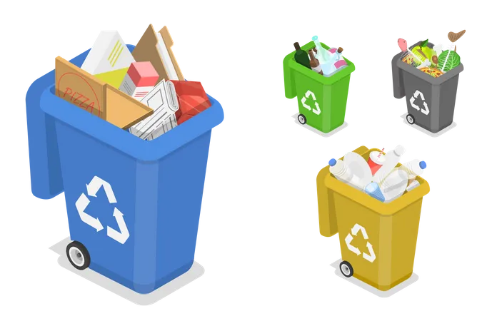 Sorting waste for recycling  Illustration