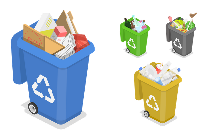 Sorting waste for recycling  Illustration