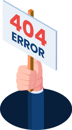 La main sort avec une erreur 404  Illustration