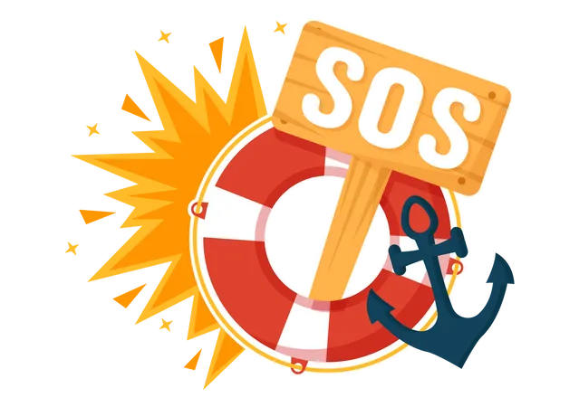 SOS Message Vector Illustration With People Who Need Emergency Assistance In Various Situations In Flat Cartoon Hand Drawn Background Templates Illustration