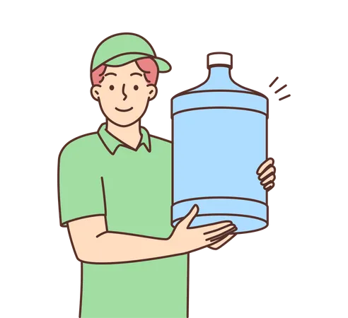 Sosteniendo la botella de agua  Ilustración