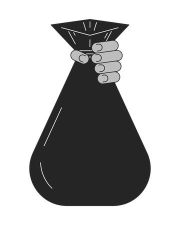 Sosteniendo una bolsa de basura  Ilustración
