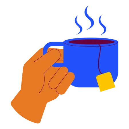 Sosteniendo una taza de té  Ilustración